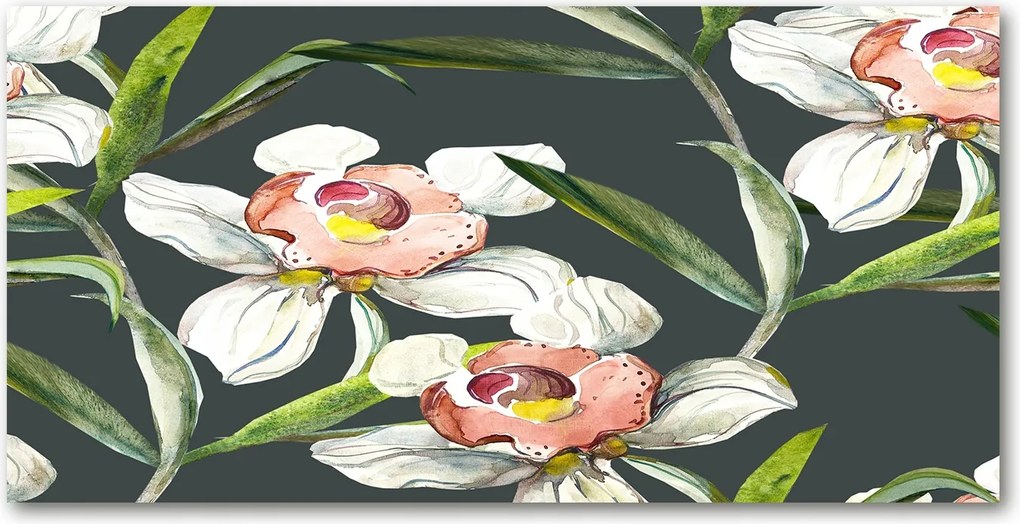 Konyhai panel Virágos mintás 100x50 cm Ragasztó