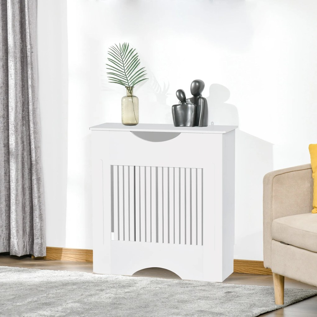 HOMCOM Radiátor Burkolat 78x19x82 cm Modern MDF Radiátor Burkolat Polccal 10 kg Teherbírással és Antiribbenés Biztosítékkal Nappaliba Hálószobába | Ao