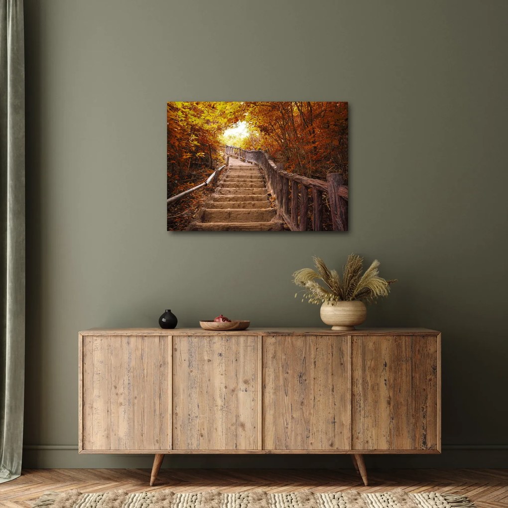 Kép - Lépcsők a természetben ősszel (70x50 cm)