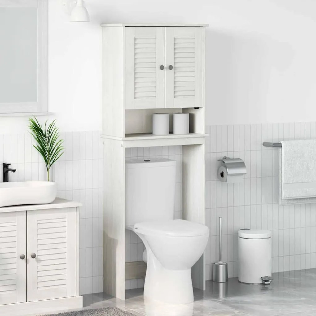 WC Szekrény polcokkal VIGO Fehér 60 x 27 x 161 cm Tömör fenyőfa