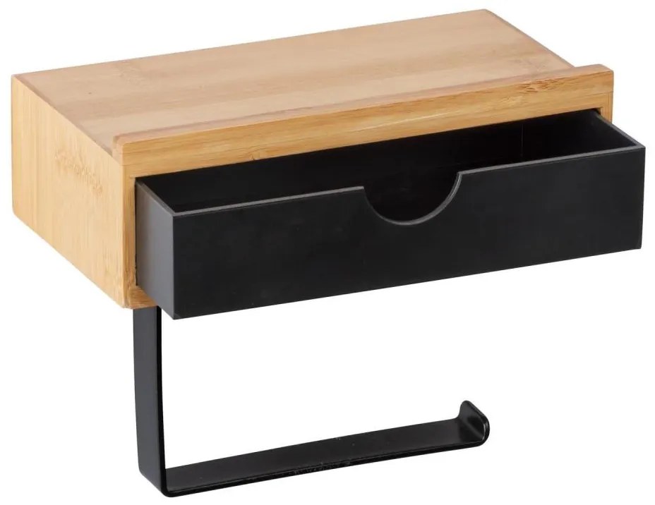 WENKO 24754100 - BAMBUSA WC-papír tartó 18,5 x 14 cm barna/fekete