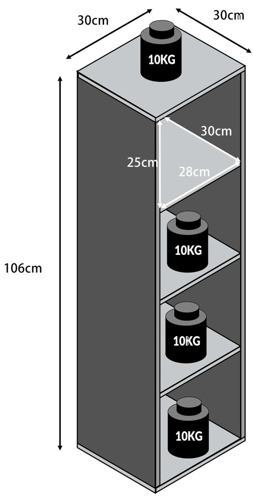 Casaria® Skylar könyvespolc 106x30x30 cm - natúr