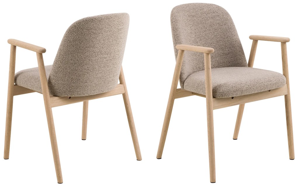 MAZZONI EXPORT RODERIC Beige Latte (Monza 60 szövet)/olajozott tölgyfa váz - RETRO FA SZÉK BOUCLÉ NAPPALIBA ÉTKEZŐBE KONYHÁBA