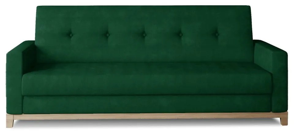 Zöld bársony kinyitható-tárolóhelyes kanapé 216 cm Selene – ELTAP