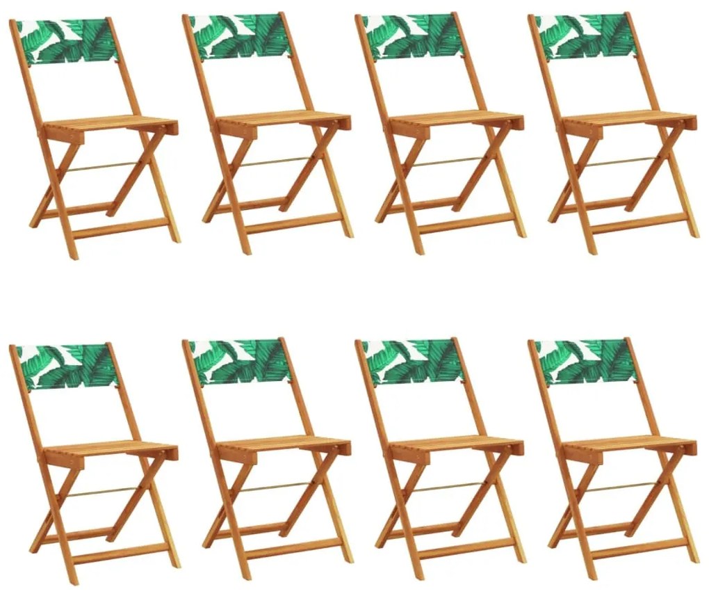 8 db zöld szövet és tömör fa összecsukható kerti szék