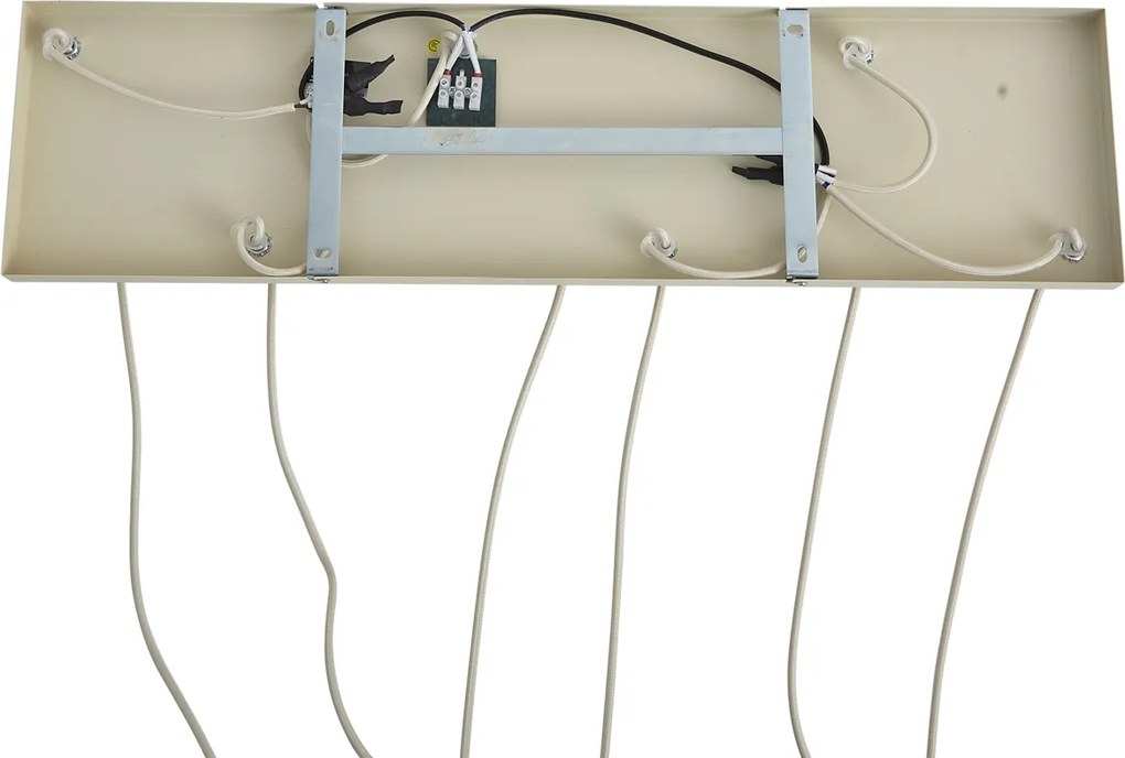 Skandináv függőlámpa bézs színben, fehér üveggel, 6 ágú - Wisp