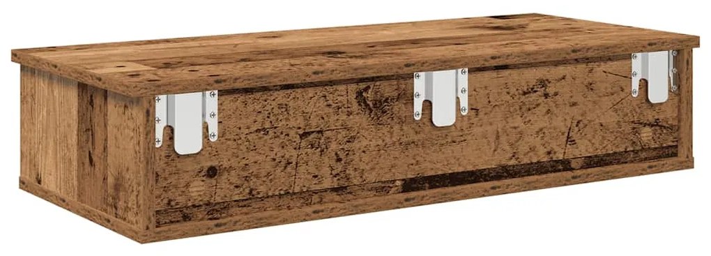 Falipolc fiókokkal régi fa 80x31x17 cm műszaki fa