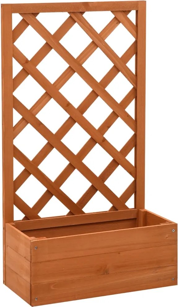 vidaXL narancssárga tömör fenyőfa rácsos kerti ültetőláda 50x25x90 cm