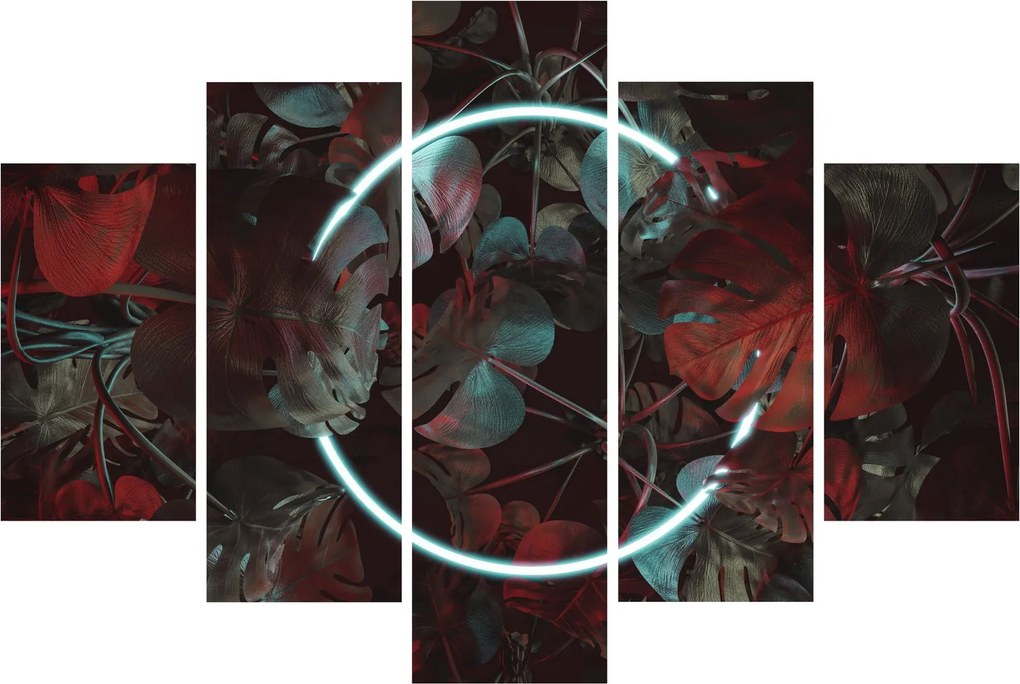 Kép - Neon kör a pálmafák között (150x105 cm)