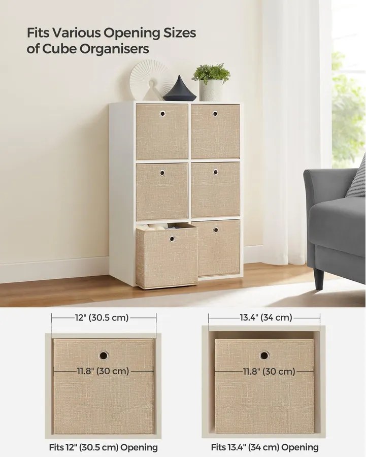 Hordozható tárolódobozok, 6 darabos szett, hajtogatható, homokbézs színben