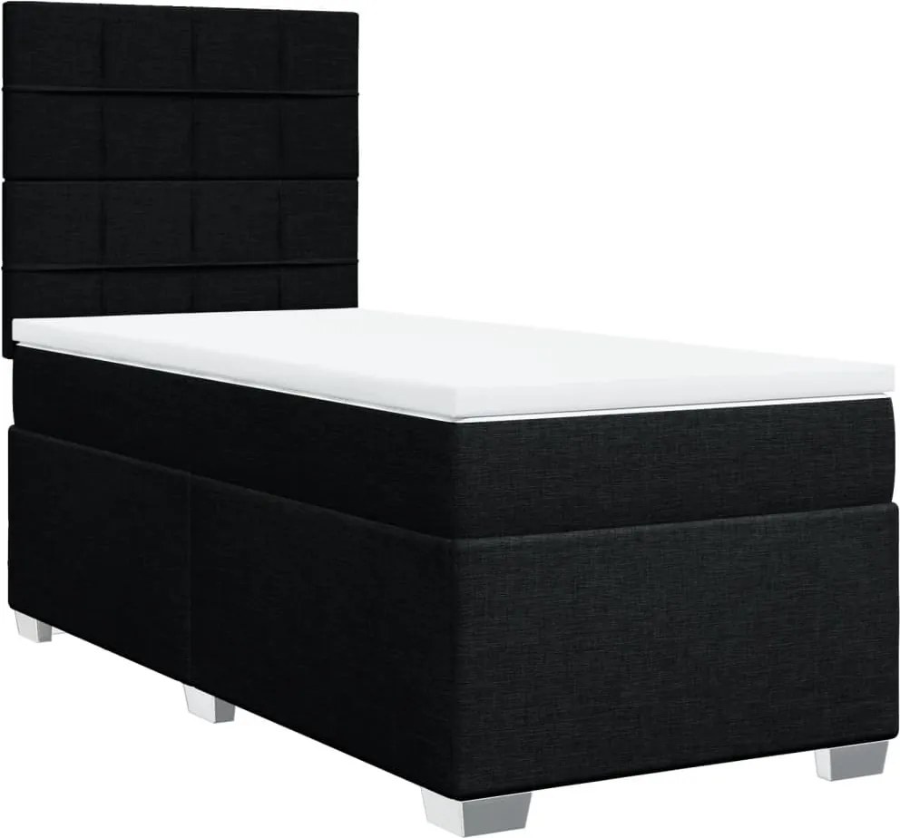 vidaXL fekete szövet rugós ágy matraccal 90x200 cm