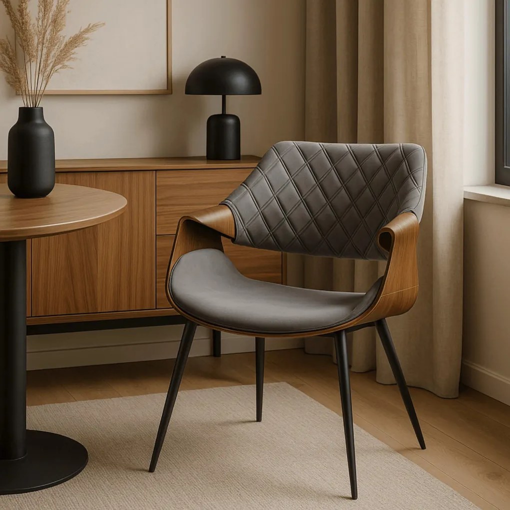 DAKOTA bársony szék szürke / dió színben