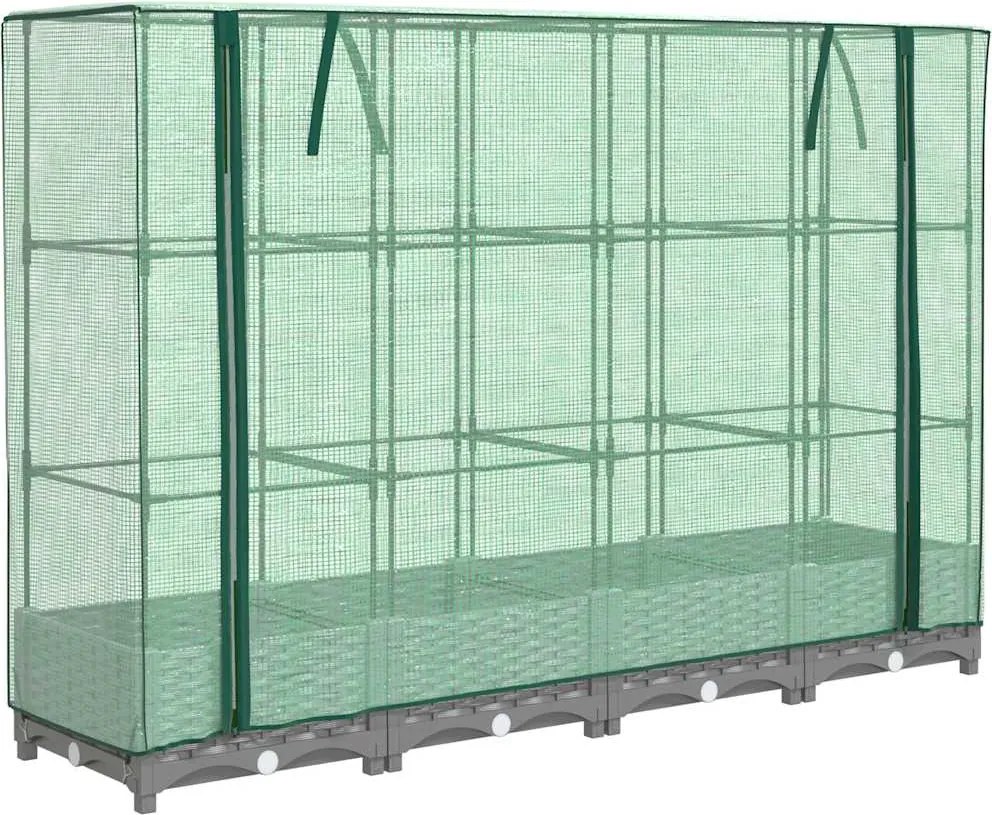 vidaXL rattan megjelenésű magaságyás melegháztakaróval 160x40x123 cm