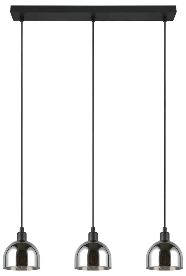 Fekete-ezüstszínű függőlámpa üveg búrával Molly – Trio