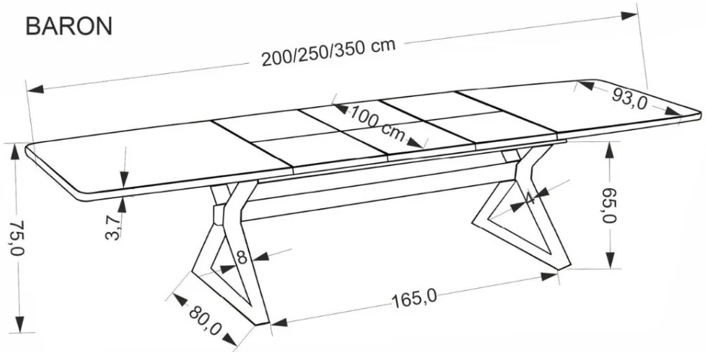 Baron bővíthető étkezőasztal 200-350cm