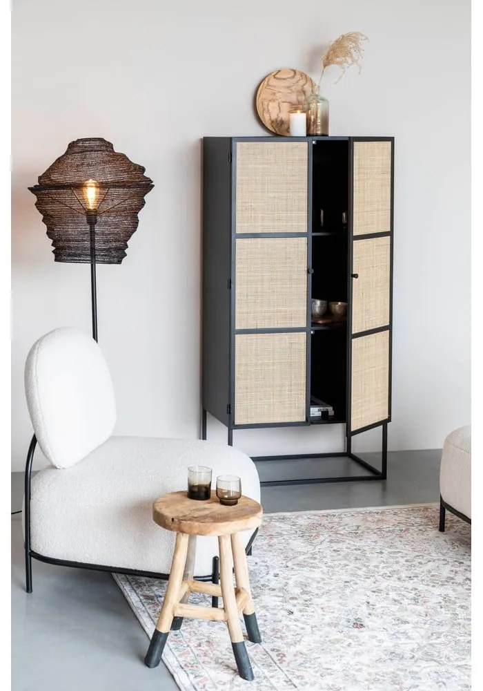 Fekete rattan komód 70x145 cm Guuji - White Label