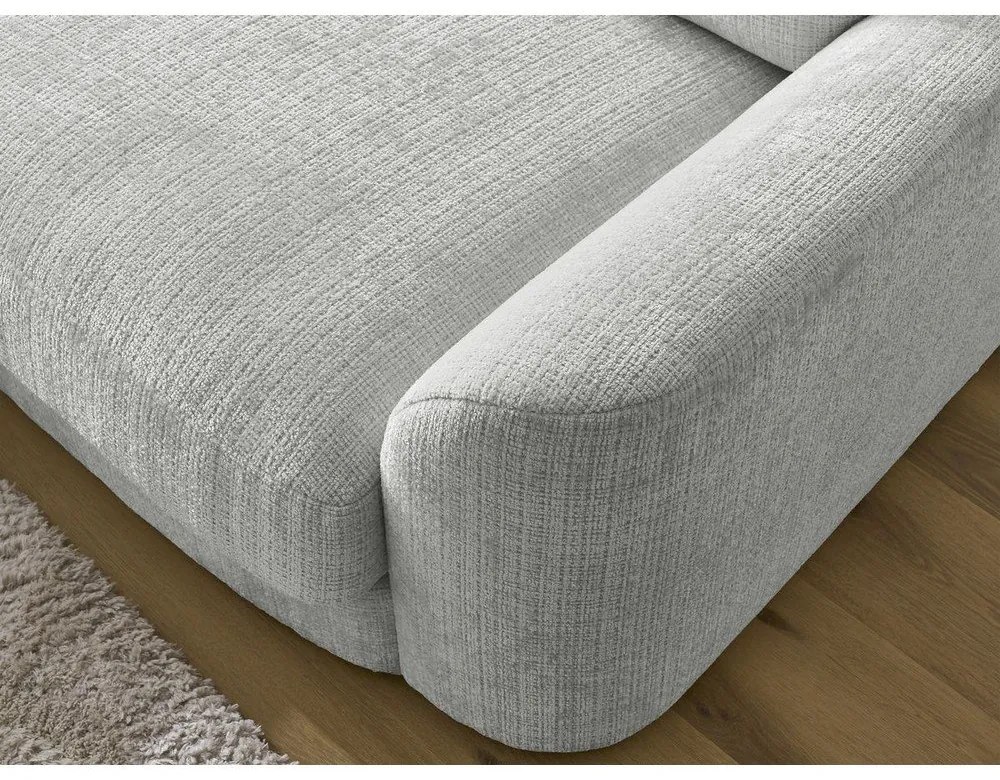 Világosszürke zsenília sarokkanapé (bal oldali-heverő résszel) Leonore – Bobochic Paris
