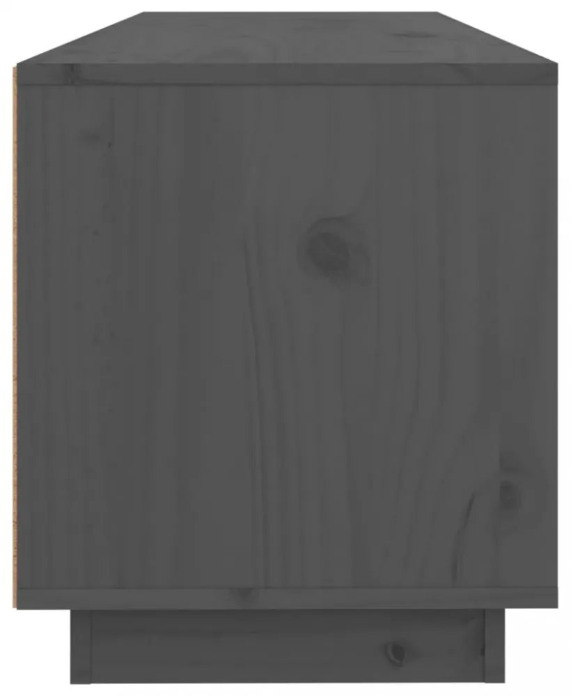 szürke tömör fenyőfa TV-szekrény 100x34x40 cm
