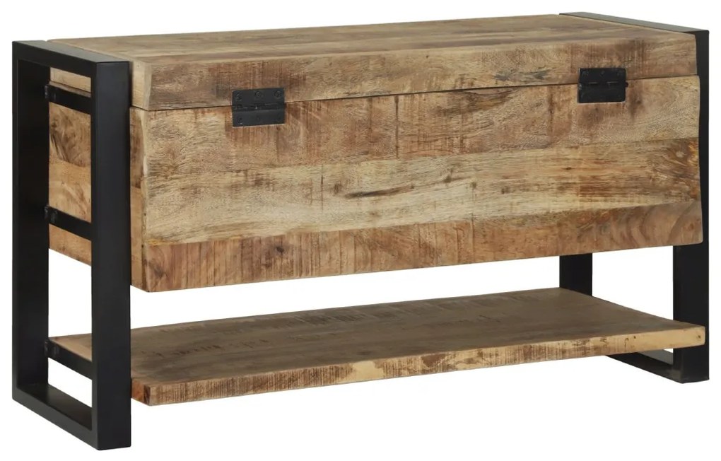 vidaXL Tároló Doboz tárolóval Barna 80 x 35 x 45 cm Tömör mangófa