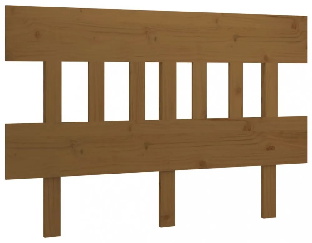 mézbarna tömör fenyőfa ágyfejtámla 143,5x3x81 cm