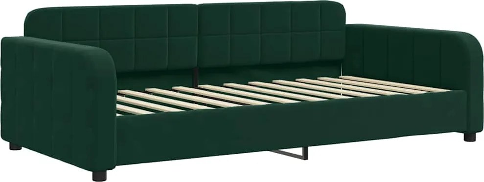 vidaXL sötétzöld bársony kanapéágy 90x200 cm