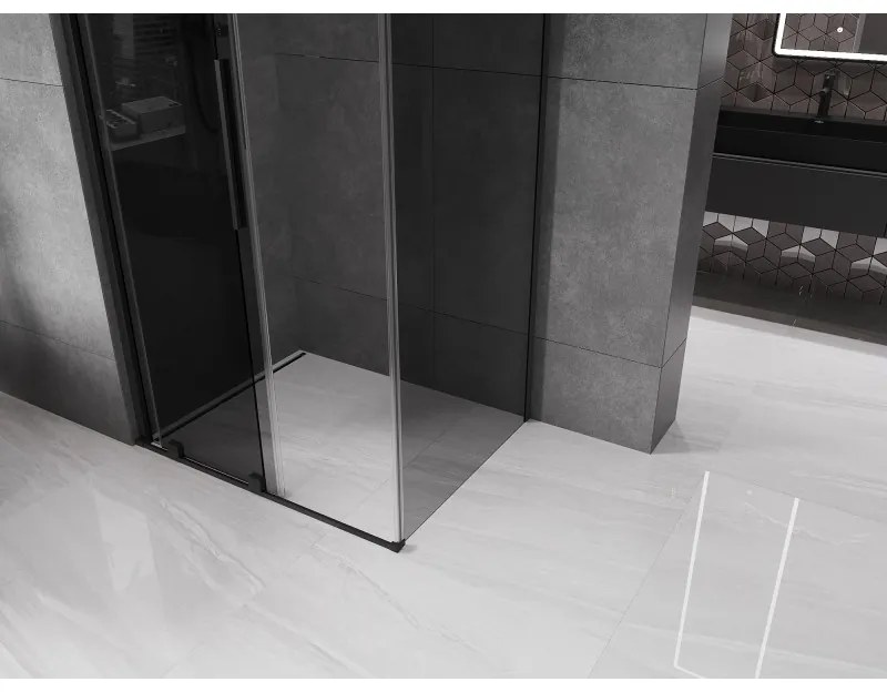 Mexen Velar, tolóajtós zuhanykabin 130 x 85 cm, 8mm szürke üveg, fekete matt, 871-130-085-41-70