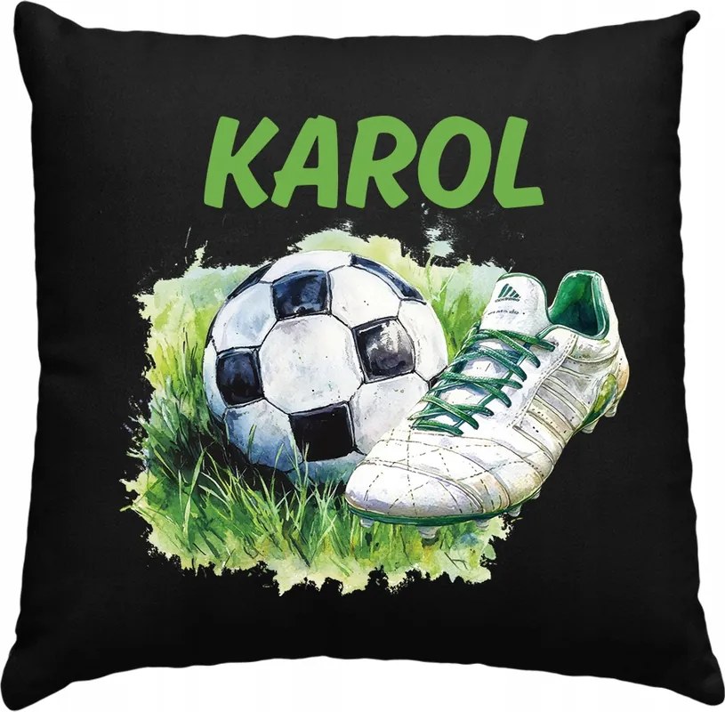 Labdarúgó párna névvel, fekete