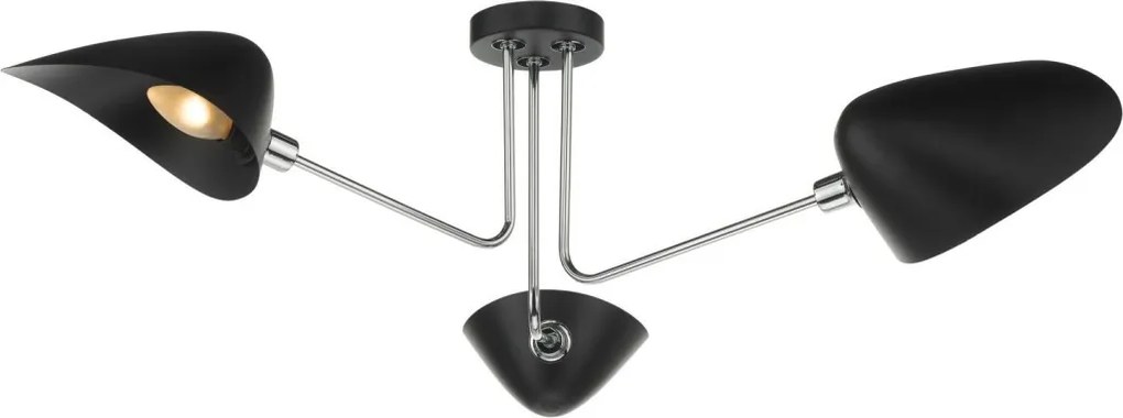 DAR LIGHTING SEB0322 LIGHTING Japandi Mennyezeti Lámpa Fekete, Csiszolt Króm E14 IP20