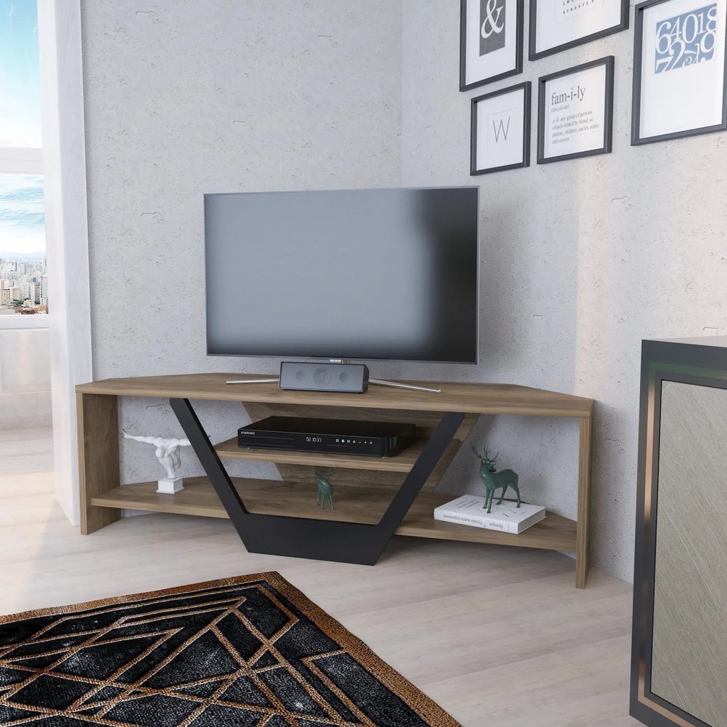 TV szekrény Sares - Walnut, Black