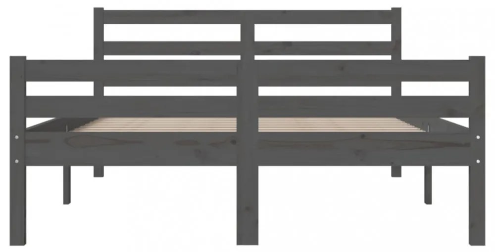 szürke tömör fa ágykeret 140x200 cm