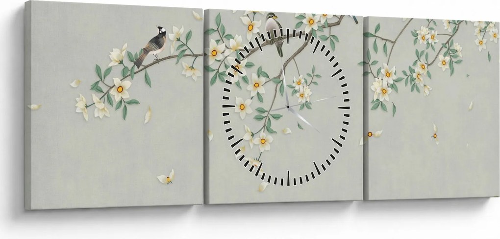 Kép - madárleszállás (órával) (90x30 cm)