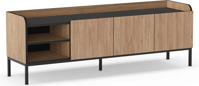 Natúr színű TV-állvány tölgyfa dekorral 160x55x42 cm Adara – Marckeric