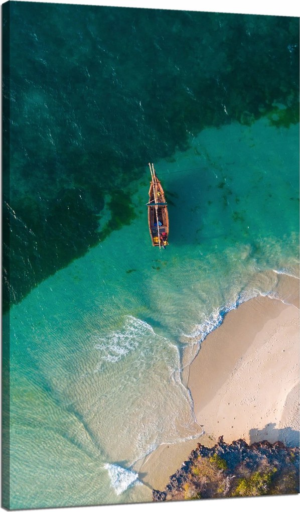 Vászonkép Víz Tengerpart Természet Csónak Meleg 70x120 cm Ideális ajándék