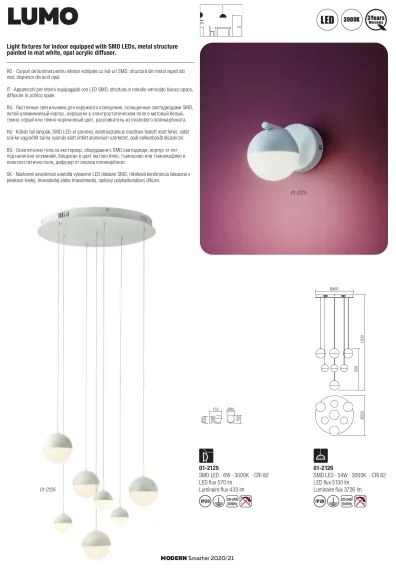 Redo 01-2125 - LED fali lámpa LUMO LED/6W/230V fehér