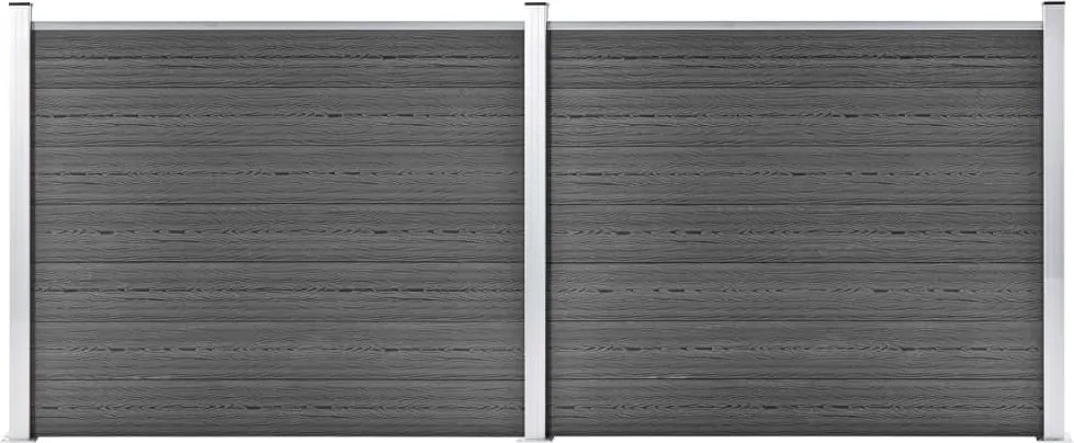 vidaXL fekete WPC kerítéspanelszett 353 x 146 cm