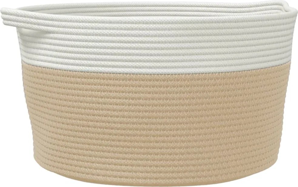 vidaXL bézs és fehér pamut tárolókosár Ø40 x 25 cm