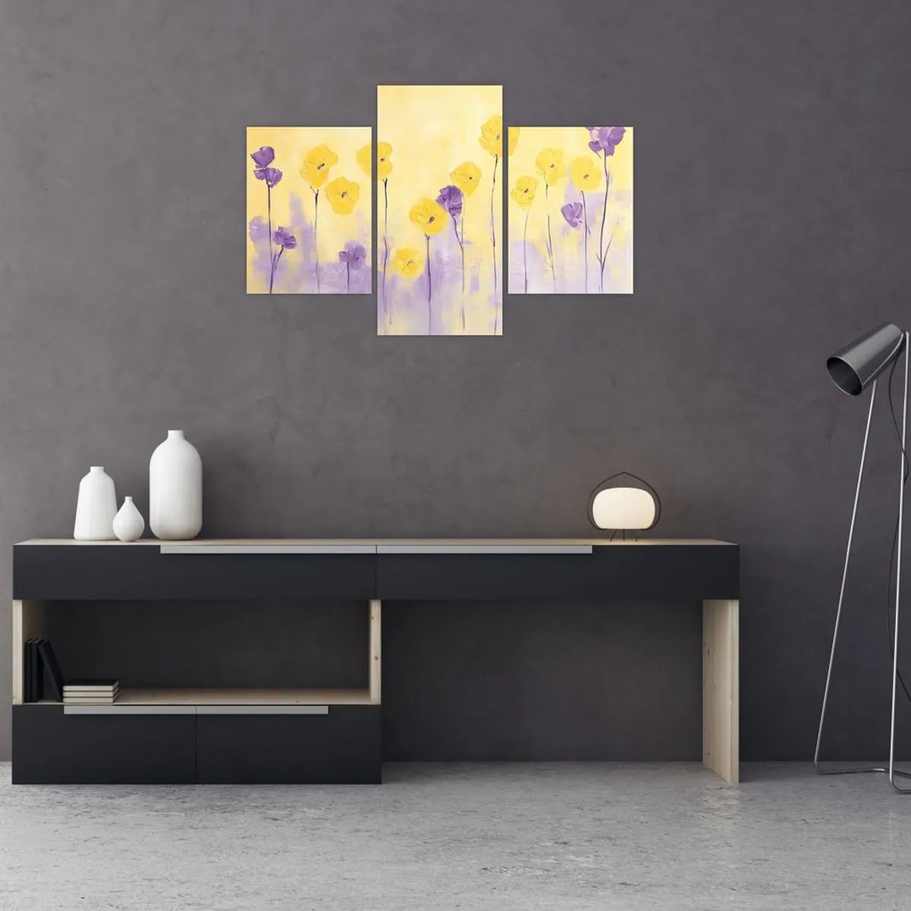 Kép - Lila és sárga virágok (90x60 cm)
