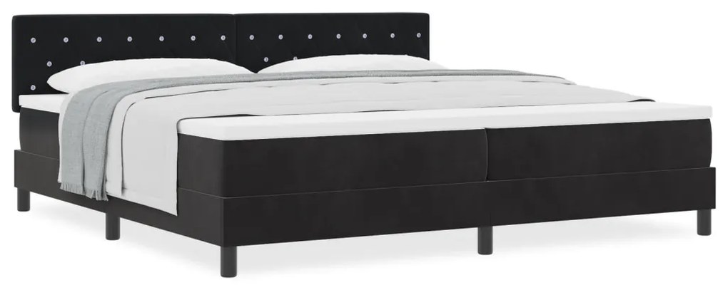 Boxspring Ágy Matraccal Fekete 200x200 cm Bársonyos