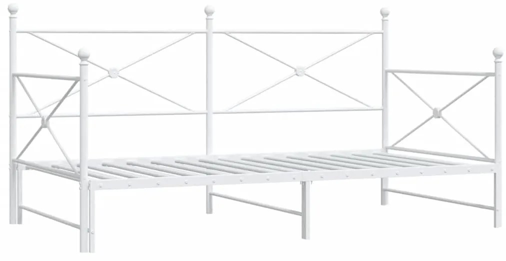 Daybed with Trundle without Mattress White 100x200 cm acél