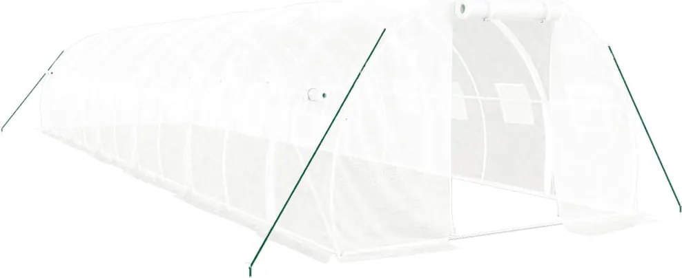 vidaXL fehér acélvázas melegház 36 m² 12 x 3 x 2 m