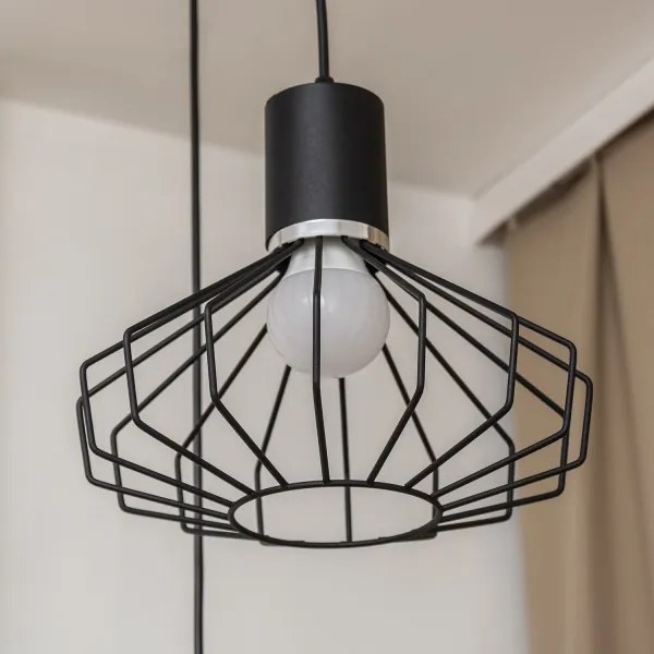 SOLANO kábeles csillár 3xE27/15W/230V fekete/fényes króm