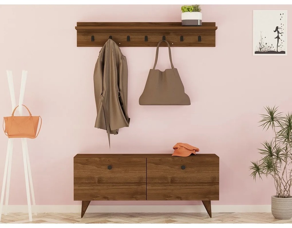 Fali akasztó cipővel Rupa Walnut