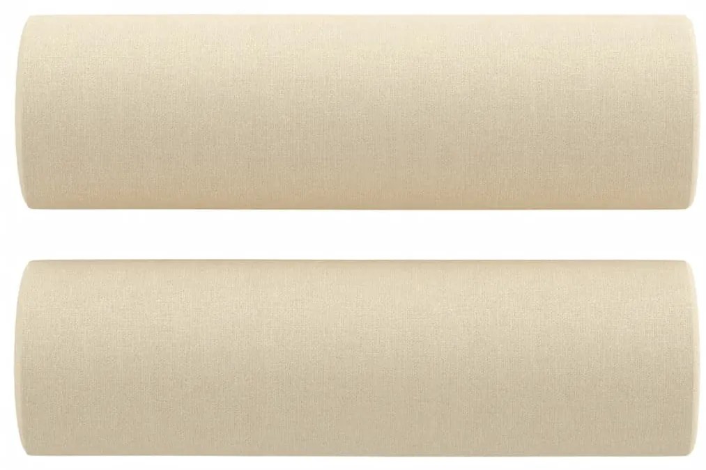 2 személyes krémszínű szövet kanapé díszpárnákkal 120 cm