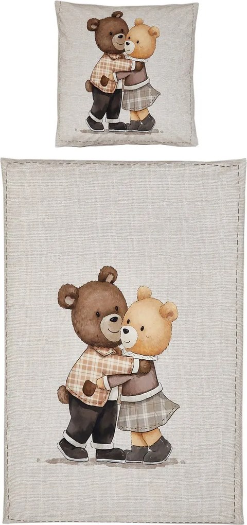 Gyermek ágyneműhuzat renforcé pamutból TEDDY HENRY bézs Ágyneműhuzat mérete: 80 x 80 cm | 135 x 200 cm