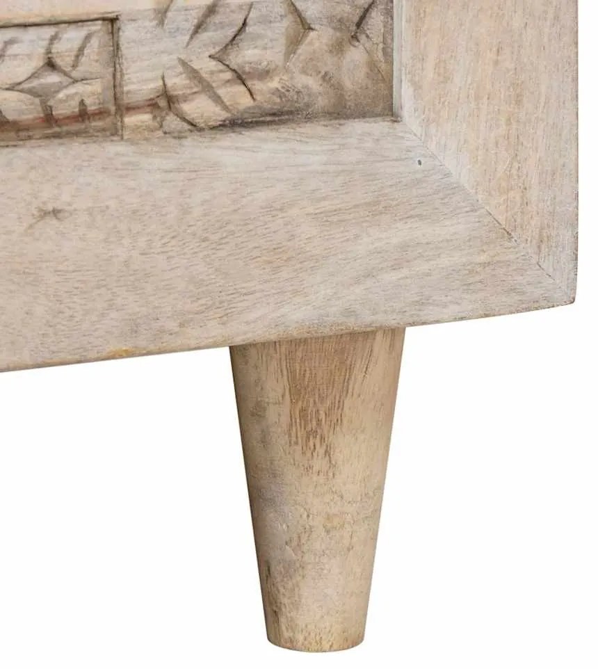 Dohányzóasztal polcokkal Bézs 100 x 54 x 40 cm tömör mangófa