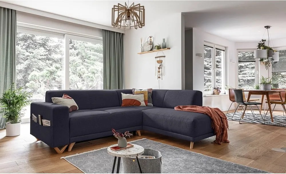 Antracitszürke kinyitható-tárolóhelyes sarokkanapé (jobb oldali-L alakú) Classy Sophie – Miuform