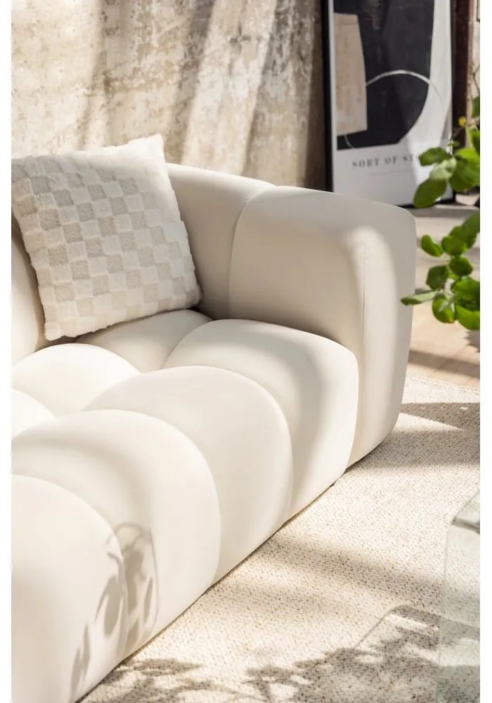 Krémszínű bársony kanapé 225 cm Cube – Bonami Selection