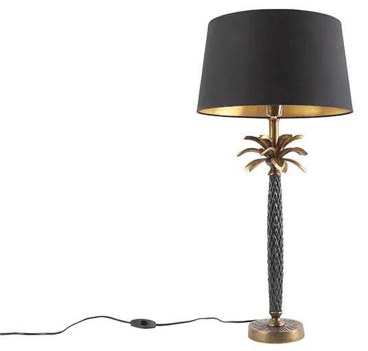 Art Deco asztali lámpa bronz fekete lámpabúrával 35 cm - Areka