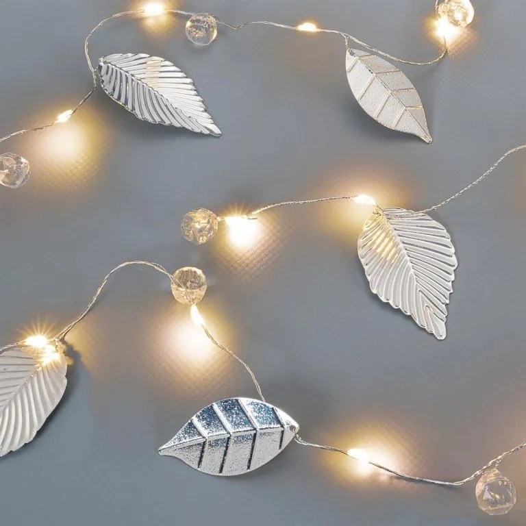 NEXOS Világító gyöngy arany levelek 20 LED meleg fehér 2 db