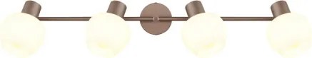 Globo 54662-4 Mennyezeti lámpa, fém matt kávébarna, krómozott fém, fehér üveg, forgatható/dönthető, HxSzxM: 800x125x175mm, 4x E27 40W 230V izzók nélkül